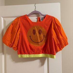 Smiley face cropped bubble top